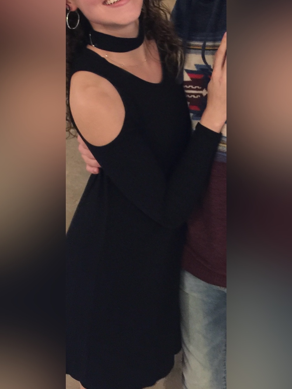 Sanctuary Black Cold-Shoulder Long Sleeve Flare Dress Medium Mini